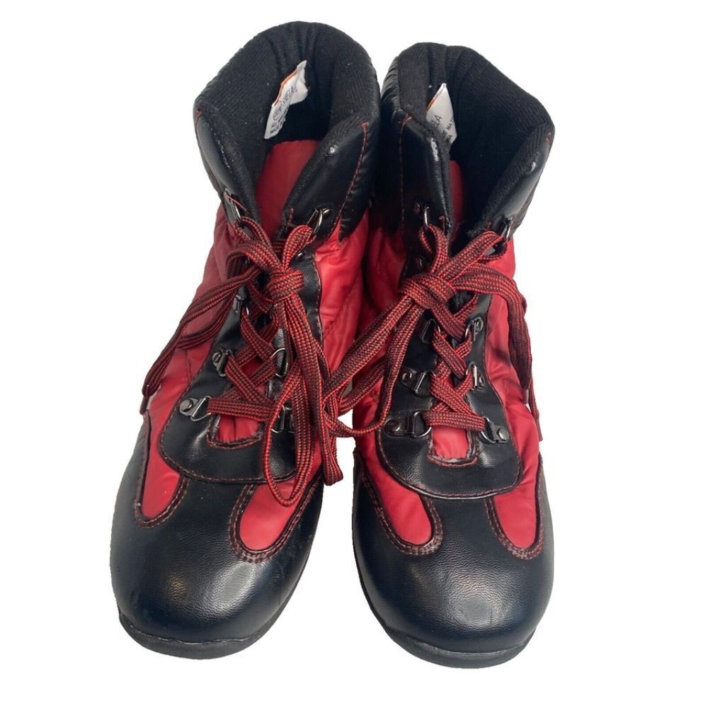 Sporto Sheila 8.5 Quilted Maroon Red Black Water Repellant Lace Up Ankle Boots - Picture 2 of 16